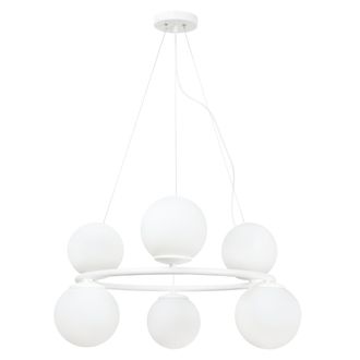 OEM L&aacute;mpara Colgante Aura Blanca 6 Pantallas Planas Blancas E14