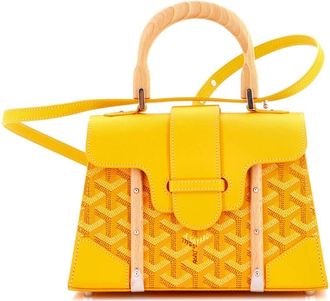 Goyard Structured Saigon Top Handle Bag Coated Canvas with Leather Mini