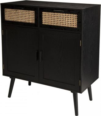 Macabane Aparador con 2 cajones y 2 puertas de madera y ratán