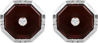 Bespoke 18ct white gold, diamond & red onyx cufflinks