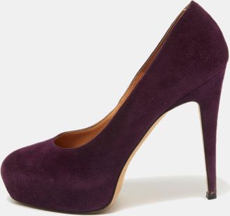 Brian Atwood Purple Suede Maniac Platform Pumps