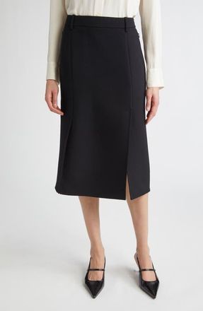 Akris Virgin Wool Double Face Pencil Skirt in Black at Nordstrom, Size 12