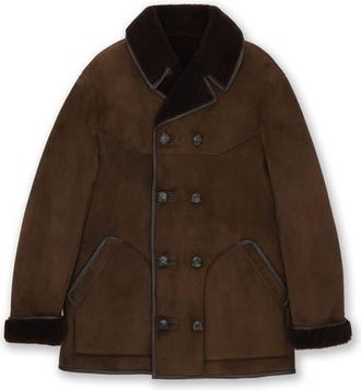 Fortela Double Breasted Shearling Jacket in Brown at Nordstrom, Size 54 Eu