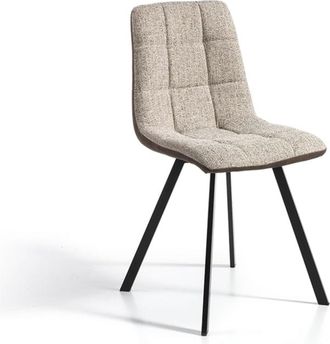 Pondecor Interiorismo Set 4 sillas con patas met&aacute;licas negras y tela beige