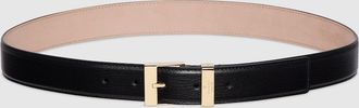Gucci Belt With Squared Buckle, Black, Leather