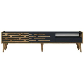 Dmora Dmora - Mueble De Televisi&oacute;n Dbrunozz, Aparador De Sal&oacute;n, Mueble Bajo Para Tv, Base De Pared Equipada, 180x45h35 Cm, Antracita Y Nogal