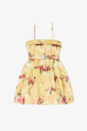Ganni Dress in Yellow Printed Satin - Size 10/12 Aurora