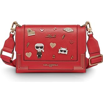 Karl Lagerfeld Camille Shoulder Bag with Pins in Admiral Red at Nordstrom