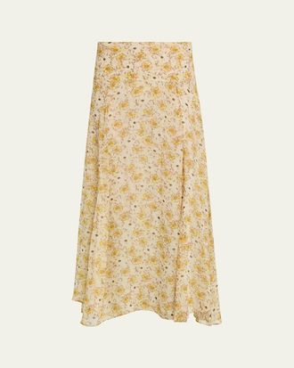 Isabel Marant Fran Floral Georgette Maxi Skirt