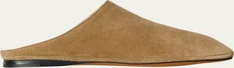 The Row Piper Suede Square-Toe Mules