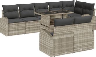 vidaXL Garden Sofa Set with Cushion 9 pcs Light grey 100 x 55 x 73 cm Vidaxl
