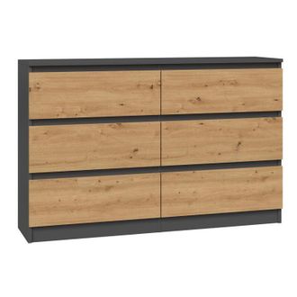 Topeshop Milan - C&oacute;moda De Dormitorio Amplia 6 Cajones - 30x120x77cm - Estilo Escandinavo - Armario De Almacenamiento