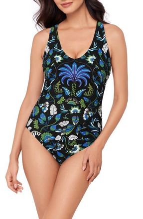 Magic Suit By Miraclesuit Taj Mahal Diana One-Piece Swimsuit in Black Multi at Nordstrom, Size 16