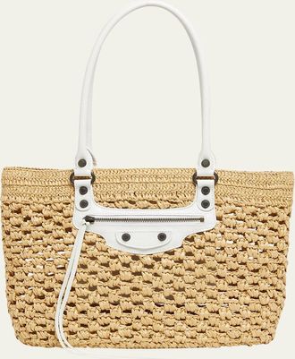 Balenciaga Le City Raffia Shoulder Bag
