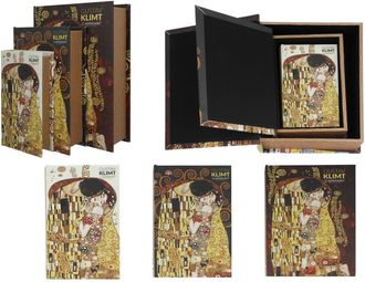 OEM Carmani, 3x Caja De Cart&oacute;n/imitaci&oacute;n De Libro - Gustav Klimt/el Beso (set)
