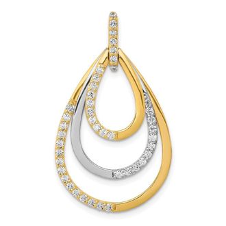 Diamond2Deal 14K Two-Tone Gold Lab Grown Diamond Teardrop Pendant (0.5ct, VS, G-H)