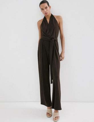 Mango Abito a tuta incrociato fiocco marrone - Donna - XS - MANGO