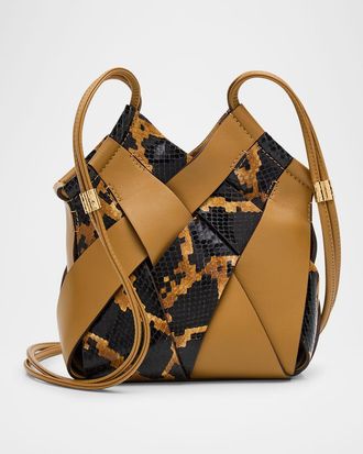 Ulla Johnson Charlotte Snake-Print Leather Crossbody Bag