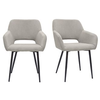 Miliboo Miliboo - Set De 2 Sillas De Pana Color Topo Y Metal Negro Laurette