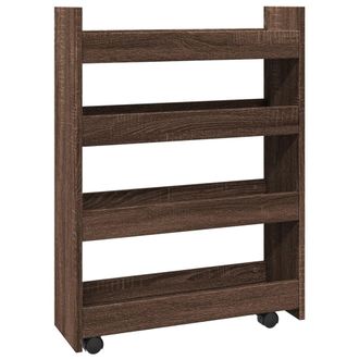 vidaXL Vidaxl - Carro De Almacenaje Estrecho 4 Niveles Madera Marr&oacute;n Roble