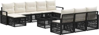 vidaXL Conjunto De Sof&aacute;s De Jard&iacute;n 11 Uds. Negro Rat&aacute;n Sint&eacute;tico Vidaxl