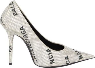 Balenciaga Silver Logo Square Knife Pumps