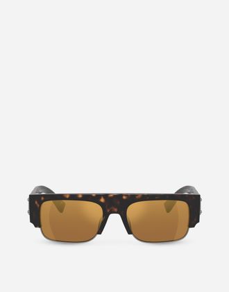 Dolce & Gabbana Logo Plaque Sunglasses - Man Havana Acetate Onesize