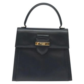 Ferragamo Vintage Leather Black Leather Handbag (Pre-Owned)