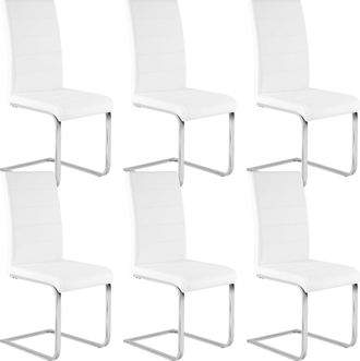 Woltu 6x Sillas De Comedor Silla Ergon&oacute;mica Para Oficina Y Casa Silla En Forma De C Con Respaldo Alto Silla De Cocina Moderna Y Chic Piel Sint&eacute;tica Blanco -