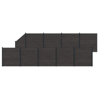 vidaXL Panel De Valla 10 Pcs Wpc Y Aluminio Negro Vidaxl