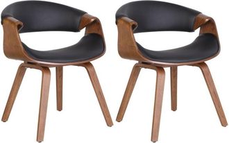 Clp Clp - Set De 2 Sillas De Comedor Foley Roble/negro Simil Cuero