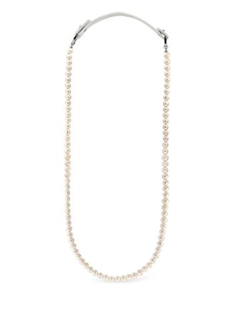 Obsidian pearl leather necklace - women - Leather - One Size - White