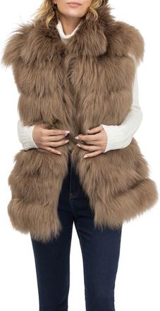 Gorski Genuine Shearling Vest in Camel at Nordstrom, Size X-Small