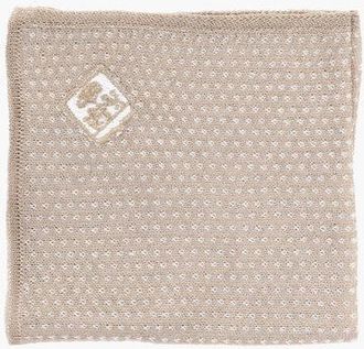 Corneliani Two-Tone Pocket Square with Embroidered Logo size Unica