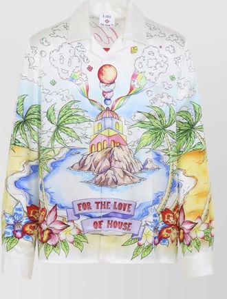 Casablanca silk printed long-sleeve shirt