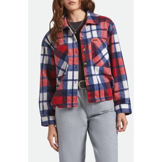 Brixton Bowery Plaid Flannel Button-Up Shirt in Adrenaline Rush/Navy at Nordstrom, Size X-Large