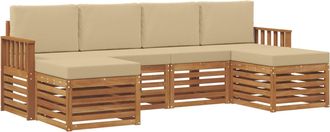 vidaXL Conjunto De Sof&aacute;s De Exterior 6 Uds. Natural Y Beige Vidaxl