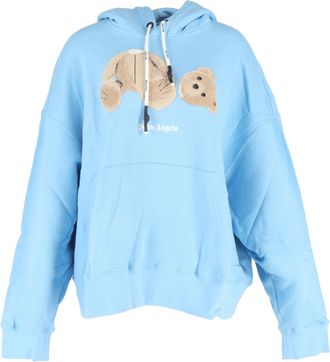 Palm Angels Bear Hoodie in Light Blue Cotton