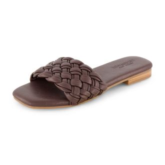 Cushionaire Damen Fez gewebte Slide-Sandale + Memory-Schaumstoff, breite Breiten erh&auml;ltlich, Braun, 37 EU
