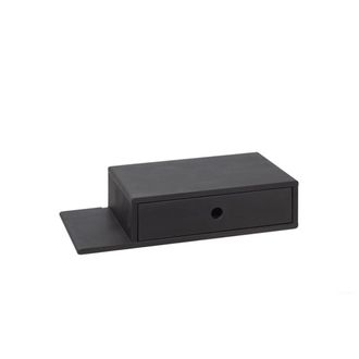 Woodek Mesita de noche flotante con estante izquierdo en abedul negro