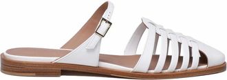 Malone Souliers White Woven Pointed-Toe Leather Mules