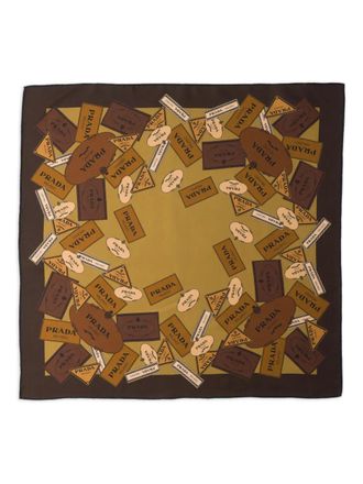 Prada Heritage-print twill scarf - men - Recycled Polyester - One Size - Brown