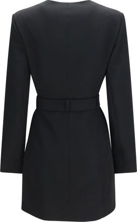 Balmain Womens Grain De Poudre Blazer With Belt Noir Merino Wool Ovis Aries Blazers & Vests
