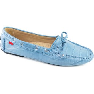 Marc Joseph New York Cypress Hill Croco Tiebow Driver Loafer in Ocean Breeze Croco at Nordstrom, Size 6.5