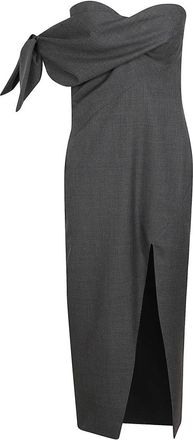 Givenchy Kleedjes, Dames, Grijs, S, Wol, Jurk met strikdetail van wol