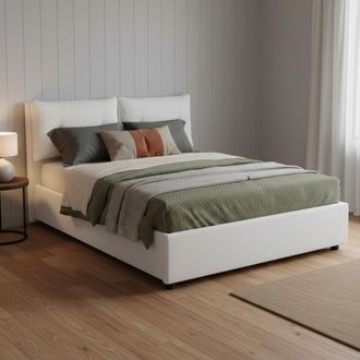 Talamo Italia Dmora - Cama De Plaza Y Media Dcolomb, Cama Contenedor Con Tapizado En Ecopiel, 100% Made In Italy, Apertura Frontal, Con Colch&oacute;n Cm 120x190 Incluido,