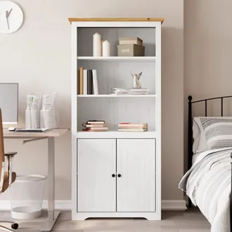 vidaXL Vidaxl - Librer&iacute;a Bodo Madera Maciza De Pino Blanco Marr&oacute;n 82x40x173 Cm