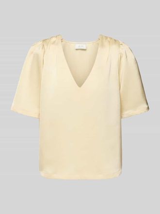 Neo Noir Neo Noir Blusenshirt mit V-Ausschnitt Modell Largo in Pastellgelb, Gr&ouml;&szlig;e 38