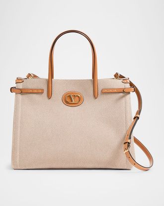Valentino Garavani Antibes Medium Canvas Shopping Tote Bag
