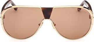 Tom Ford Vincenzo 64mm Pilot Sunglasses in Deep Gold /T Logo /Brown at Nordstrom Rack